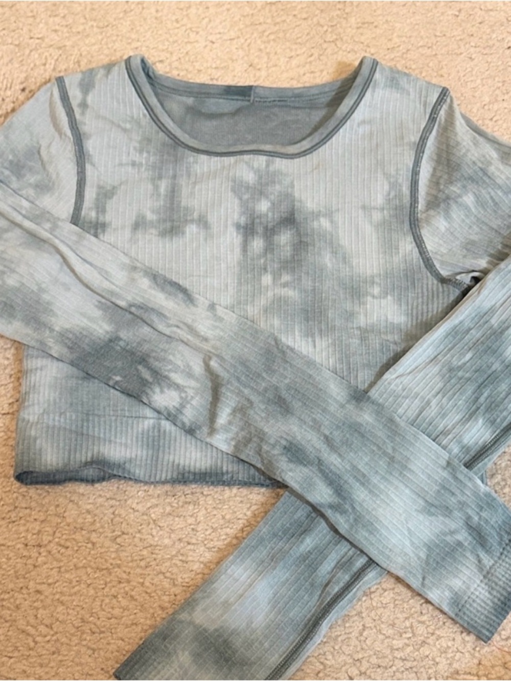 lululemon athletica Women's Long Sleeve Tie-Dye Crop Top - Sage Green